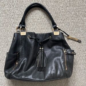 Cole Haan Kendal Black Leather drawstring shoulder bag